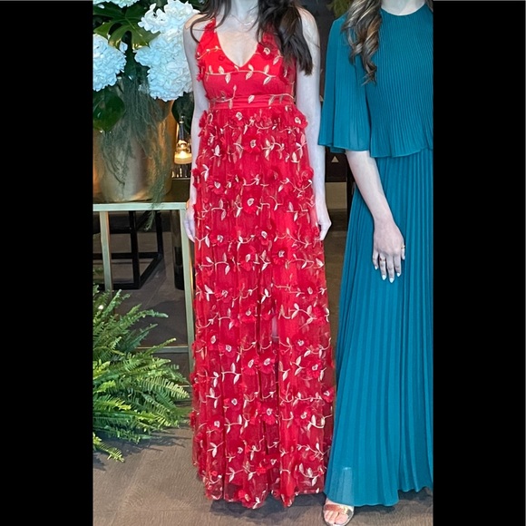 Altar’d State Red long flowery dress - Picture 2 of 2